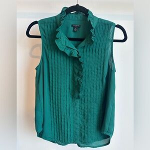 Ann Taylor Teal Ruffle Front Blouse